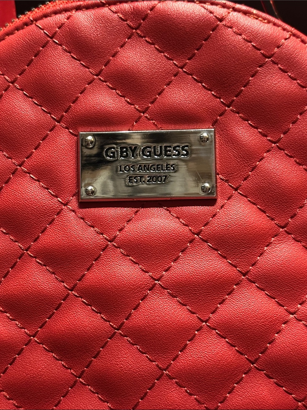 G By Guess Red Quilted Mini Backpack - Picture 2 of 16